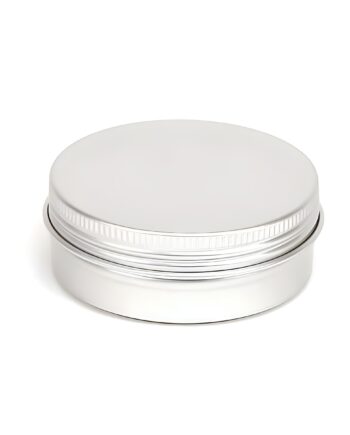 Aluminiumsbøtte 60 Ml Med Skruelåg Og Skumpude   Hedenhus   Indvendig Lakering  Diameter 71 Mm  Højde 25 Mm