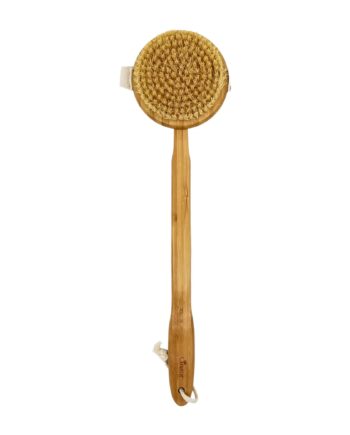 Badebørste Med Langt Håndtag  Bambus Og Kaktusfibre  45 Cm  Rundt Hoved 11 Cm   Hedenhus   Eksfolierende  Bæredygtig