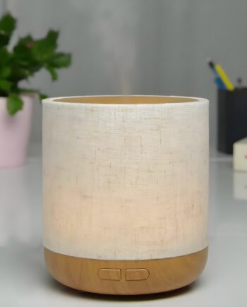 Aroma Diffuser Ultralyd 200 Ml Stofbeklædt Trælåg   Hedenhus Alesia   40 M?  Dækning  Justerbar Led  Auto Stop