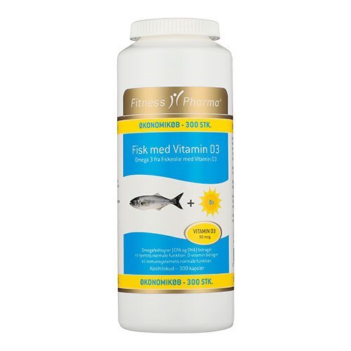 Fisk Med Vitamin D3 Fitness Pharma   300 Kapsler