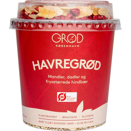 Grød Havregrød M  Mandler  Frysetørrede Hindbær ø