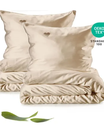 Bambus Sengetøj Sæt   2 Stk   Spar 147 Kr    Champagne   140x200