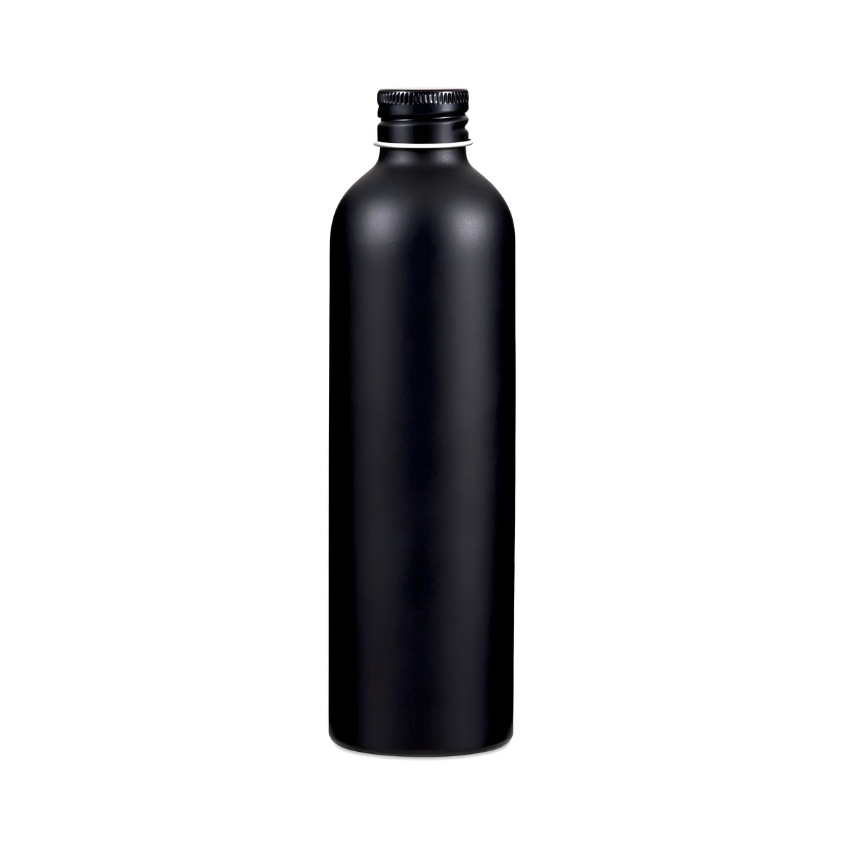 Aluminium Flaske 250 Ml   Blank Sort  Med Sort Låg  Lakbelagt  174 Mm Højde   Hedenhus   Egnet Til Væsker Og Olier