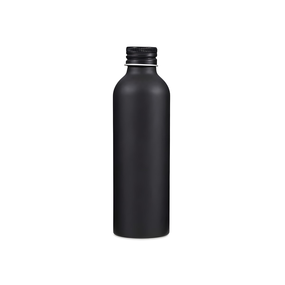 Aluminium Flaske 150 Ml Sort Med Låg  Lakbelagt  Skumgummipude   Hedenhus   Perfekt Til Væsker  Olier  Parfume