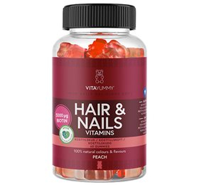 Vitayummy Hair & Nails Peach – Skønhedsgummi med Biotin