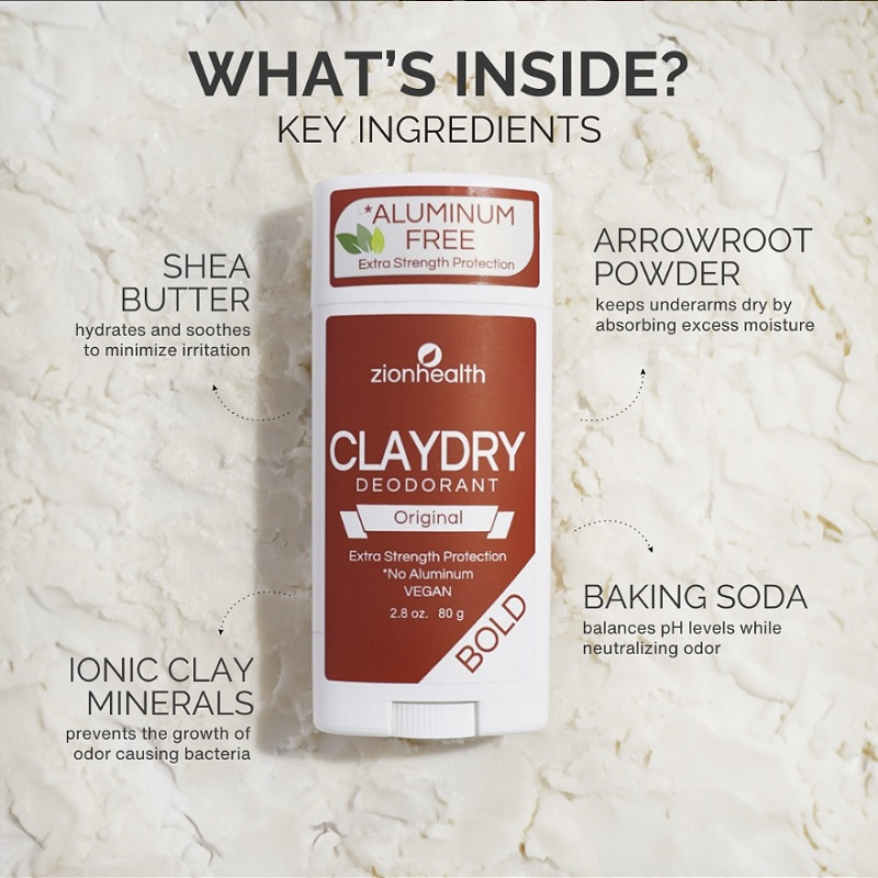 Zionhealth Bio Claydry Deodorant - Naturlig Friskhed 80g