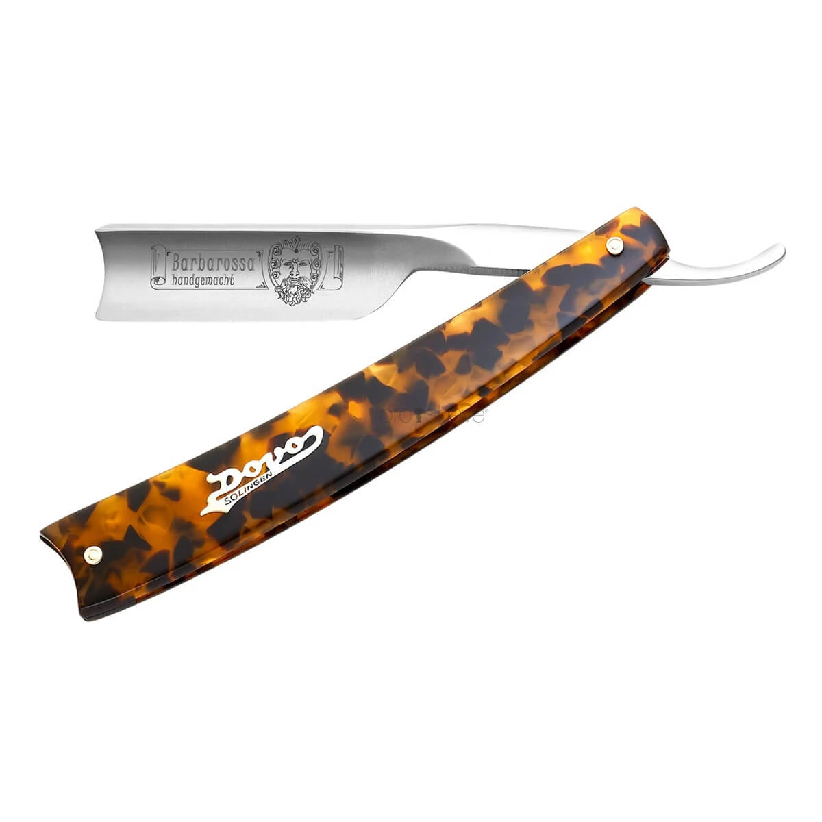 Dovo Solingen Straight Razor 5 8  Spanish Point  Barbarossa  Kort  Imit  Skildpaddeskjold