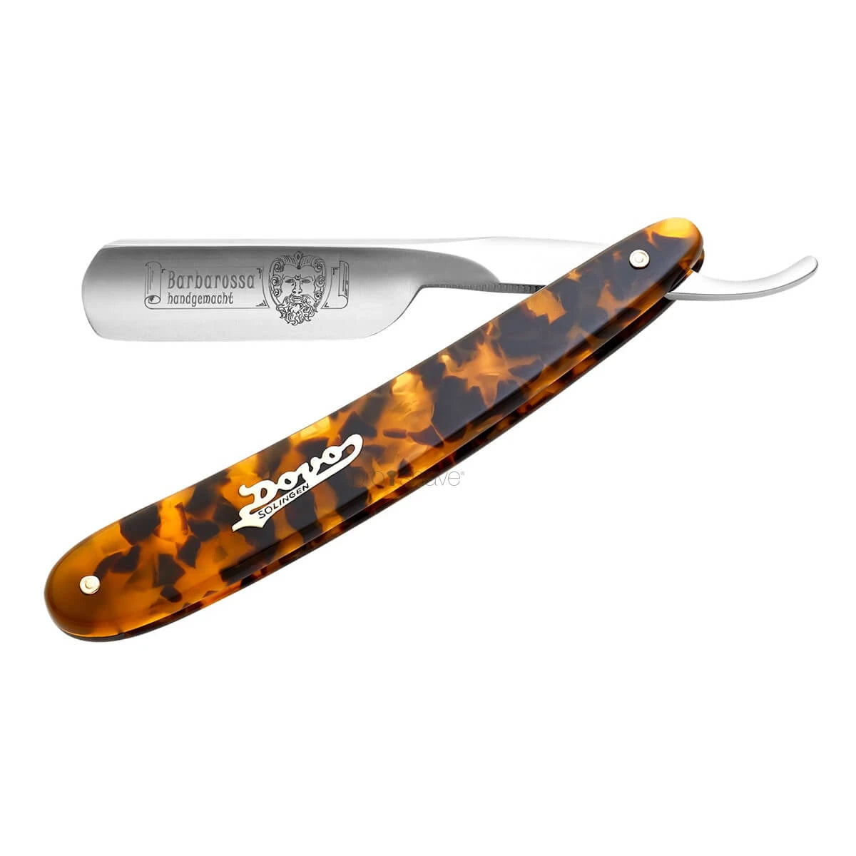 Dovo Solingen Straight Razor 5 8  Round Nose  Barbarossa  Kort  Imit  Skildpaddeskjold