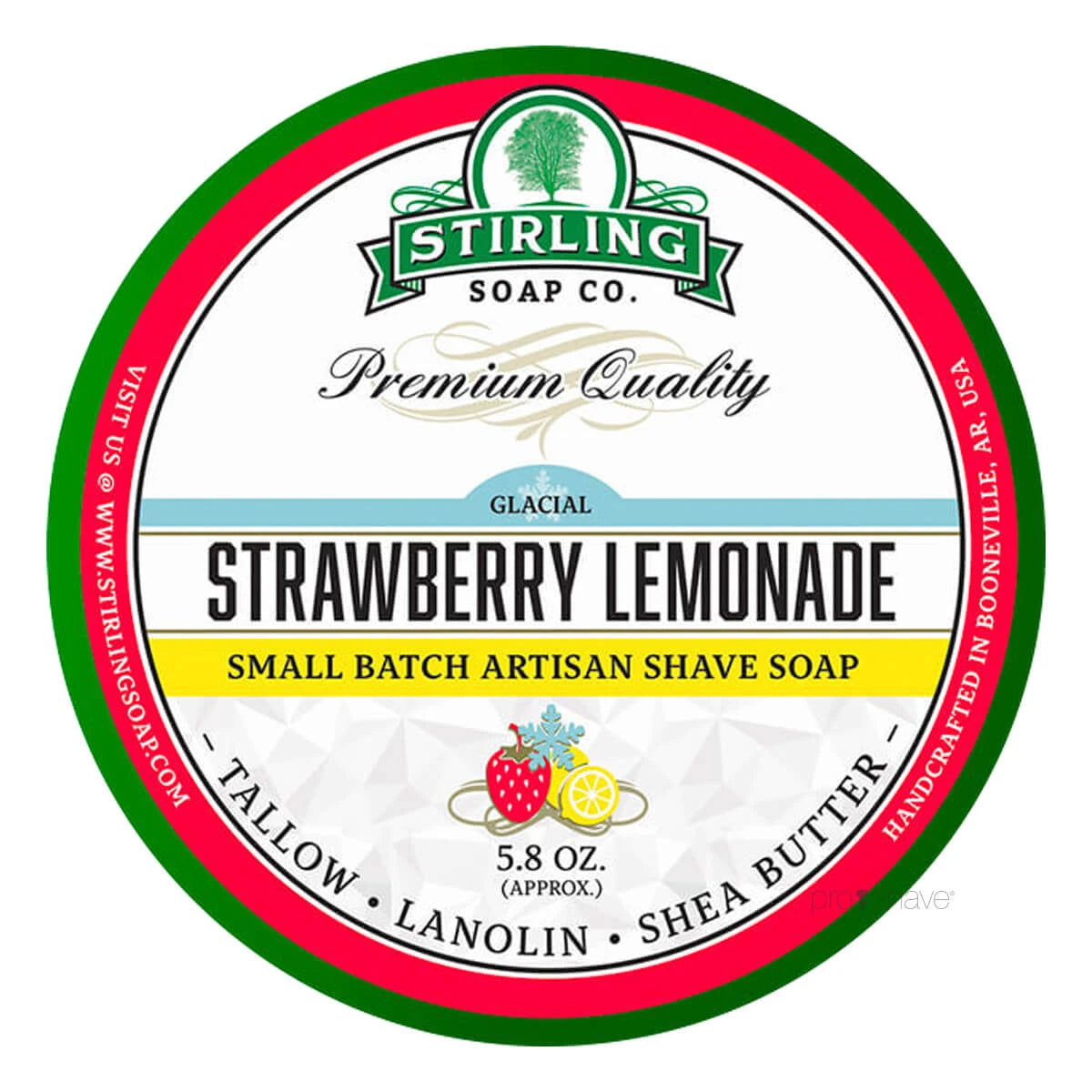 Stirling Soap Company Barbersæbe  Glacial   Strawberry Lemonade  170 Ml