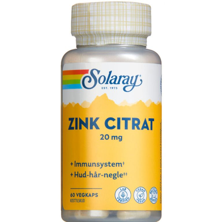 Solaray Zink Citrat 20 Mg – Skønhedssupplement til Sundhed