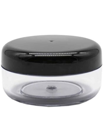 Plast Bøtte 15 Ml Rund Gennemsigtig Ps Plast  Sort Låg  Diameter 38 8 Mm  Højde 22 Mm   Hedenhus   Til Creme  Salve