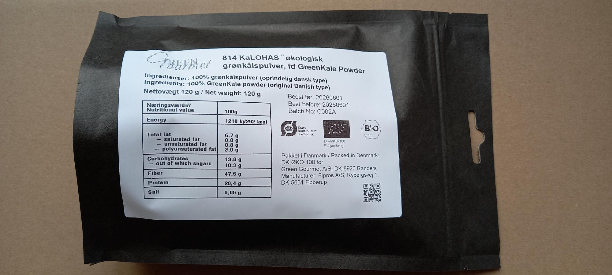 Kalohas   økologisk Grønkålspulver   120 Gr