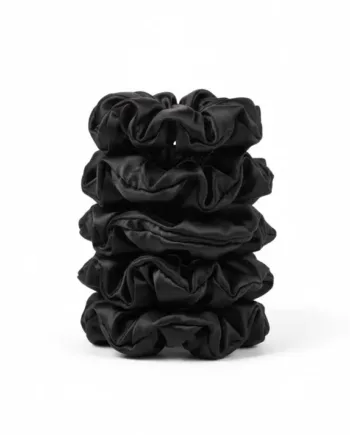 5 Pak Soft Satin Scrunchies Medium   Black