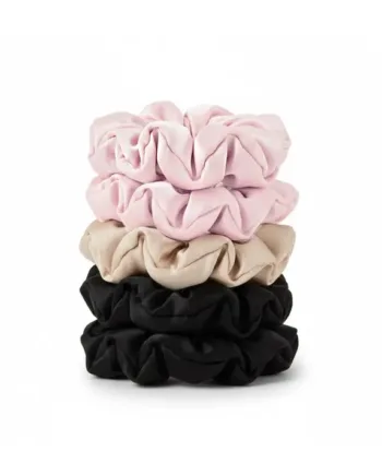 5 Pak Soft Satin Scrunchies Medium   Blush