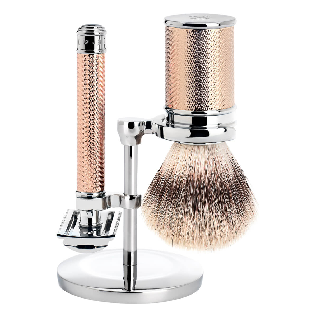 M? Hle Shaving Barbersæt Med De Skraber  åben Kam  Silvertip Fibre?  Barberkost Og Holder  Traditional  Rosegold