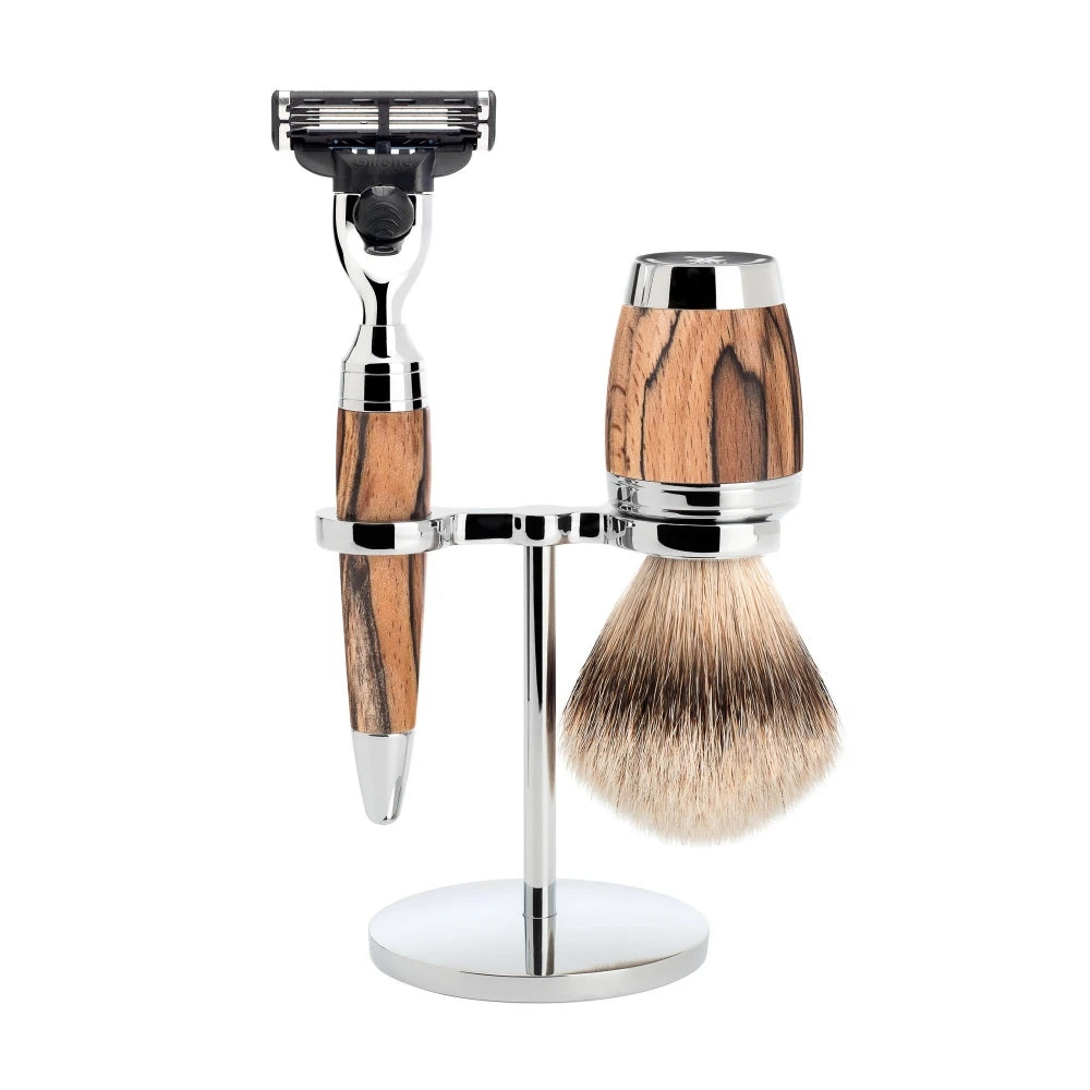 M? Hle Shaving Barbersæt Med Mach3 Skraber  Barberkost Og Holder  Stylo  Spalted Beech