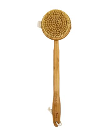 Badebørste Med Langt Håndtag  Bambus Og Kaktusfibre  45 Cm  Rundt Hoved 11 Cm   Hedenhus   Eksfolierende  Bæredygtig