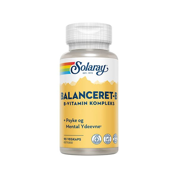Solaray B-vitamin kompleks med C-vitamin og magnesium 90 kapsler