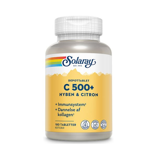 Solaray C Vitamin C500 med Hyben & Citron – 180 Tabletter