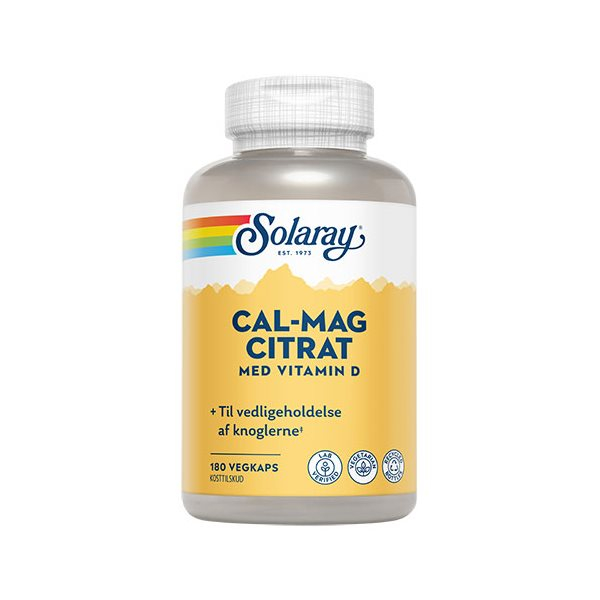 Solaray Cal-Mag Citrater med D-vitamin - 180 Kapsler