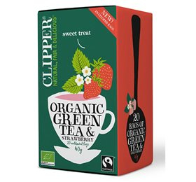 Clipper Grøn Te med Jordbær - Økologisk & Fairtrade 20breve