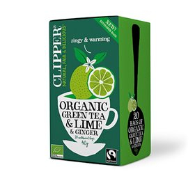 Clipper Økologisk Grøn Te med Lime & Ingefær - 20 Breve