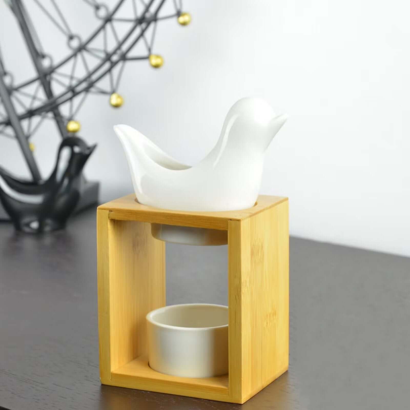 Elegant Hvid 'Fuglen' Fyrfadslys Diffuser til Hygge