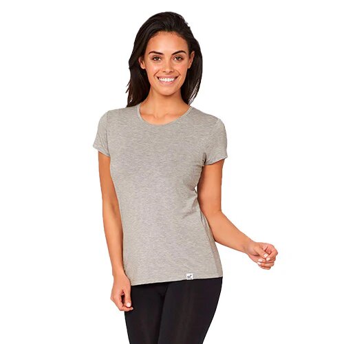 T Shirt Dame Lys Grå Str  M Rund Hals