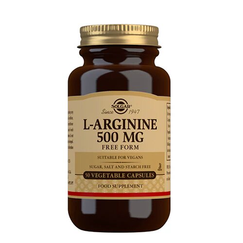 Solgar L Arginin 500mg   50 Kapsler