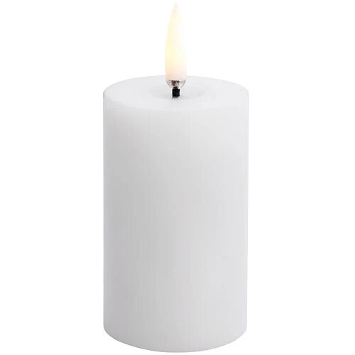 Led Melted Bloklys  Nordic White  Smooth  5x7 5 Cm