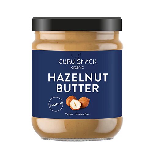 Hazsselnøddesmør Smooth ø   Guru Snack 250 Gram