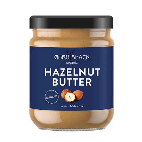 Hasselnøddesmør Crunchy ø Guru Snack   250 Gram