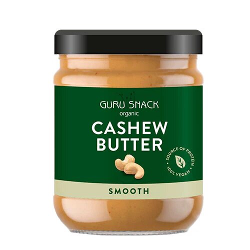 Cashewnøddesmør Smooth ø Guru Snack   250 G