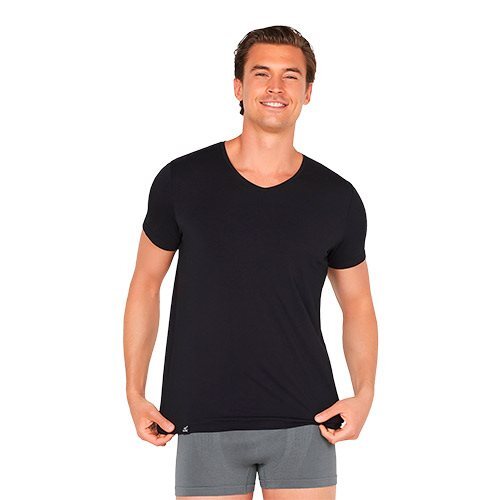 T Shirt Herrer V Hals Sort Str  S