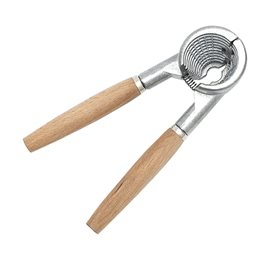 Elegant Metal Nøddeknækker med Bøgetræsgreb - 19 cm