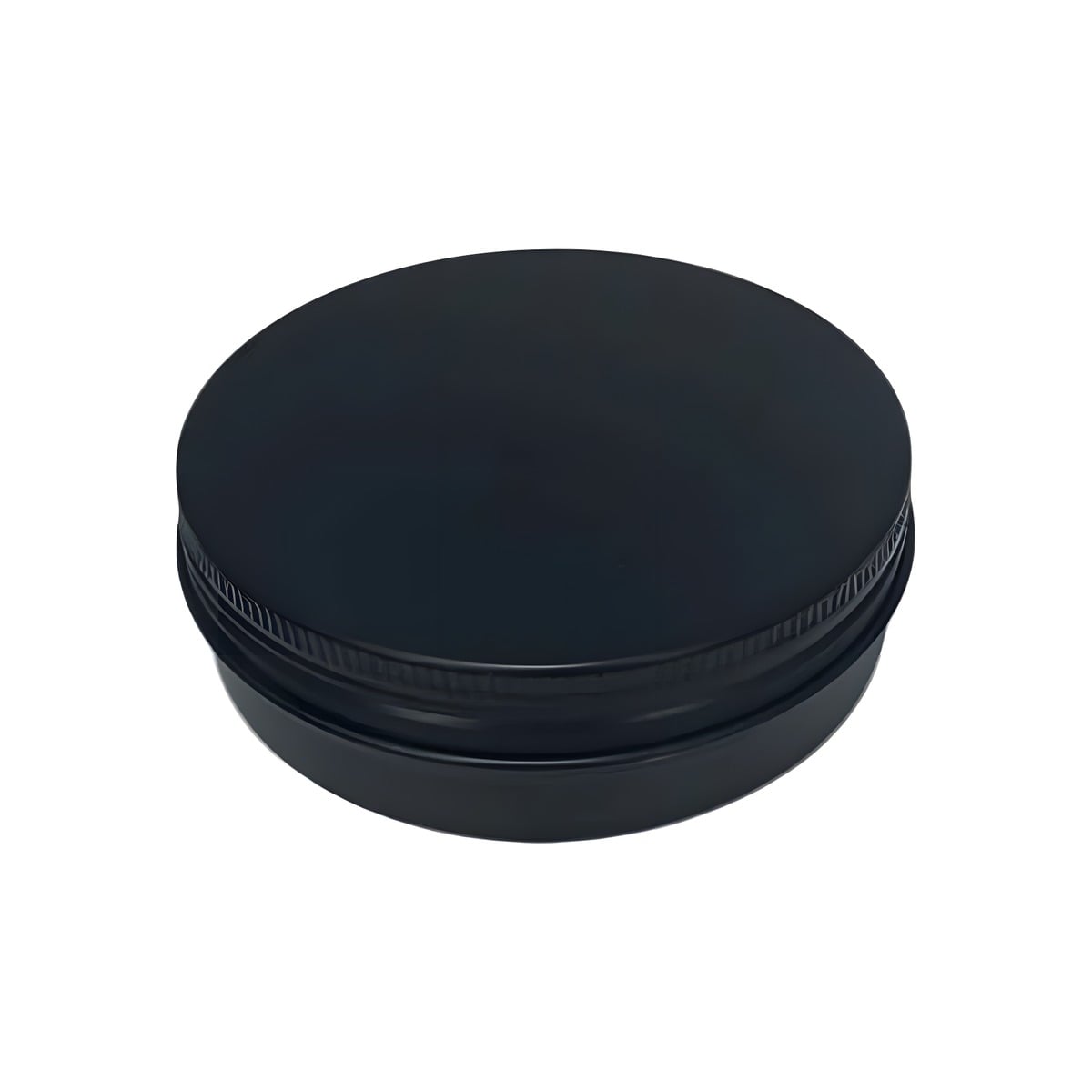 Aluminiumsbøtte 50 Ml Sort  Diameter 59 Mm  Højde 27 Mm  Lakbelagt   Hedenhus   Skumpude I Låg  Velegnet Til Cremer
