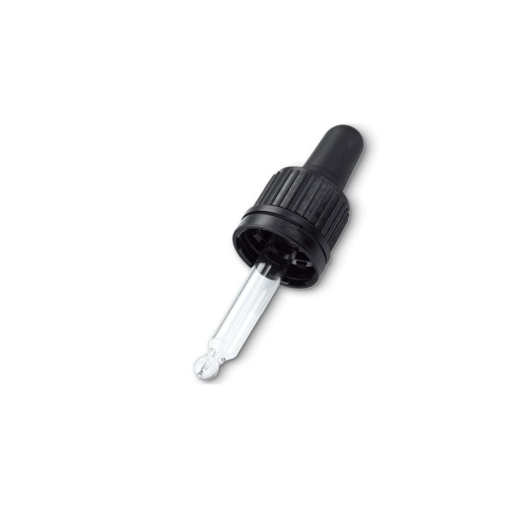 Sort Låg med Pipette 51 mm - Perfekt til Glasflasker