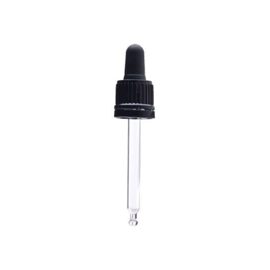 Sort Låg med Pipette 71 mm til DIN18 Glasflasker - Hurtig Levering!