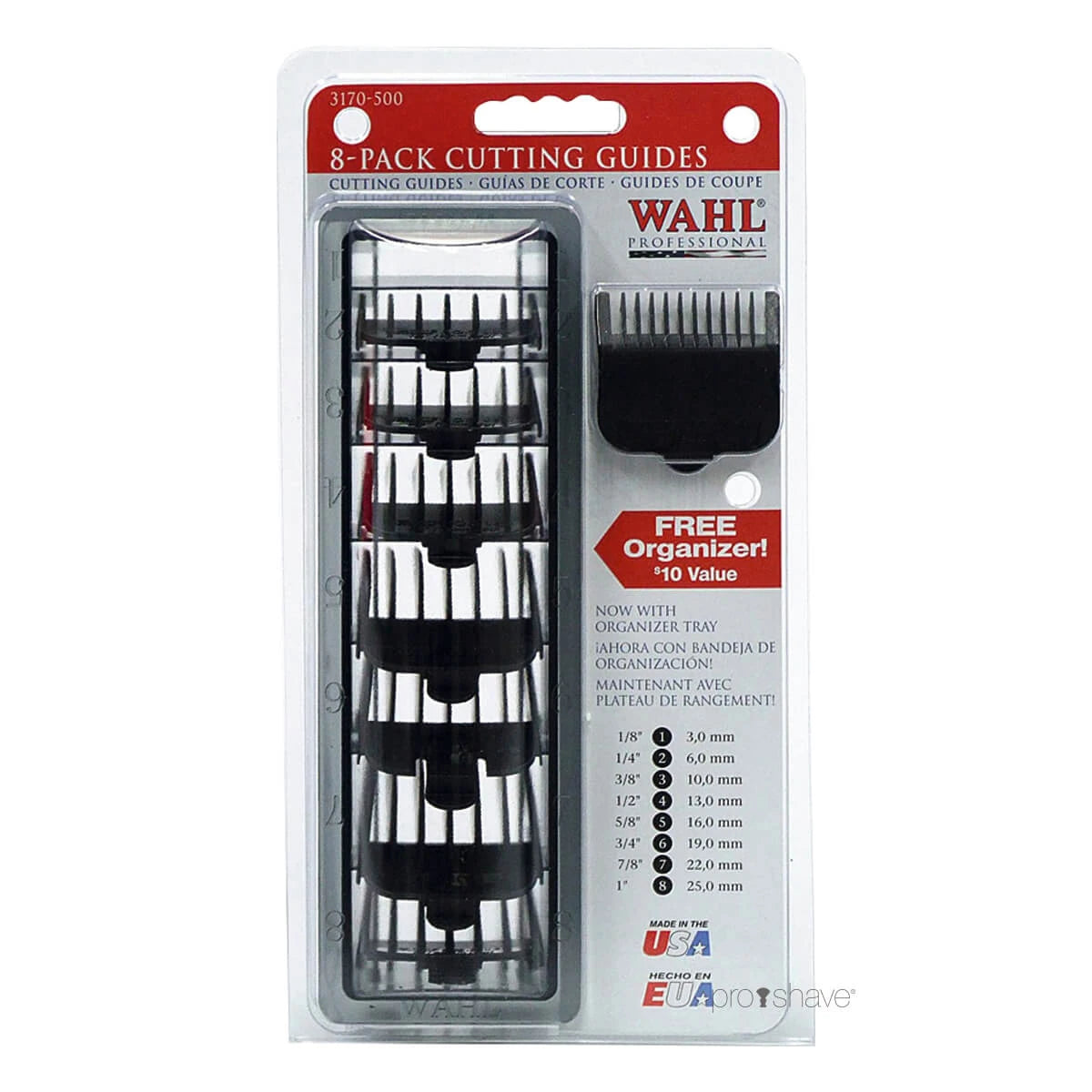 Wahl Professional Nylon Afstandskamme  Sort  8 Stk