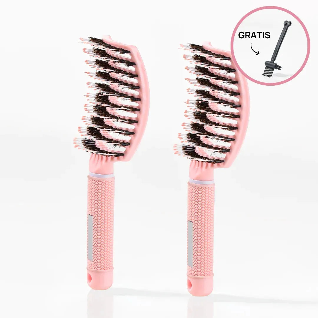 2 Stk  Curved Paddle Brush   Gratis Gave   2 Stk Lyserød  Spar 12    Gratis Cleaning Brush