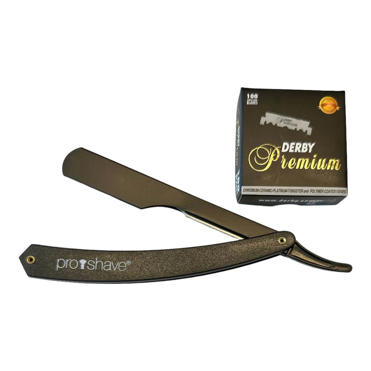 Proshave Straight Razor Til Udskiftelige Blade  P1  Sort   100 Derby Klinger