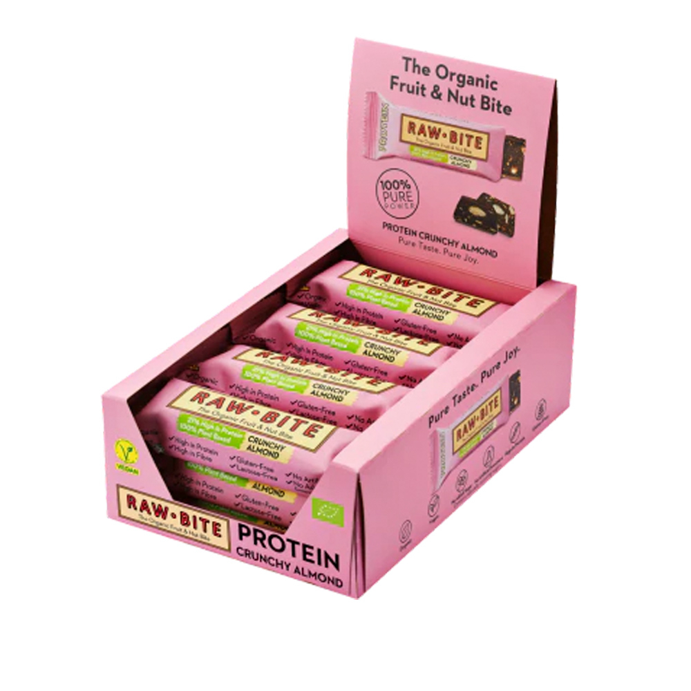 Rawbite Økologisk Proteinbar med Mandler - Spar 10%!