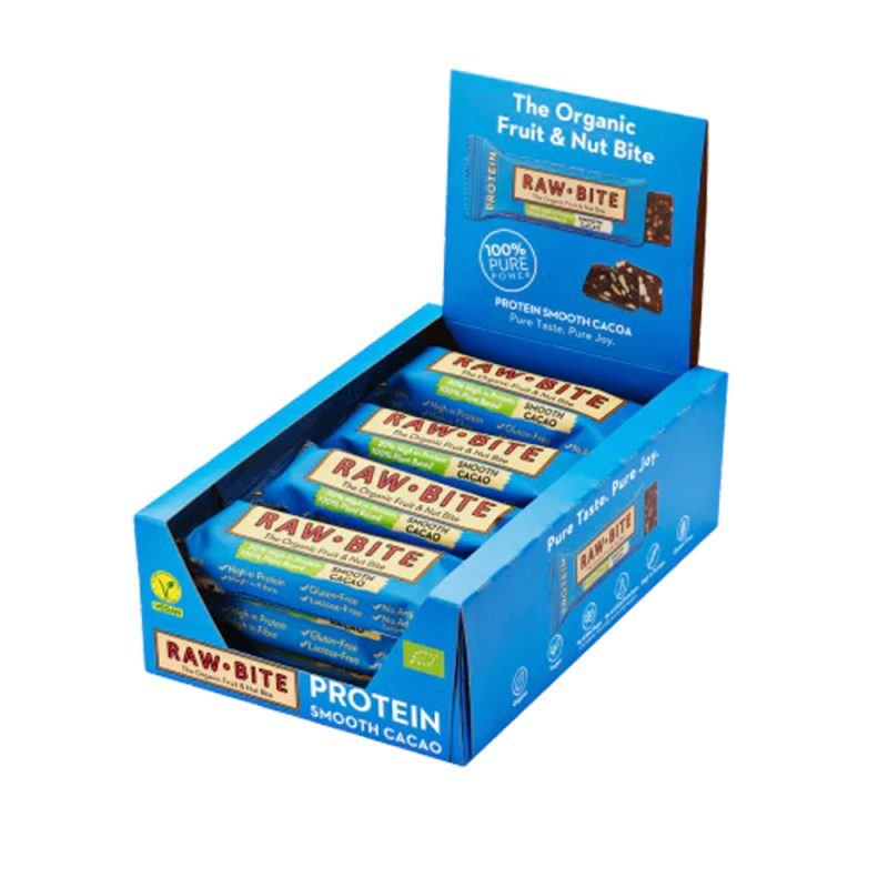Rawbite Proteinbar Smooth Cacao 50g – Spar 10% ved køb af 12!